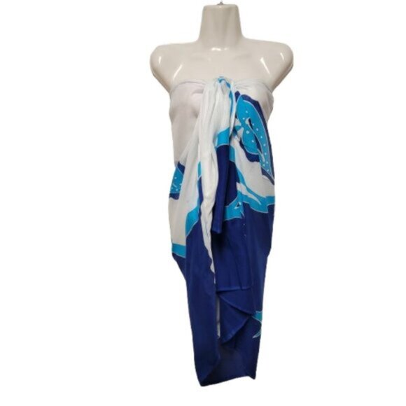 Womens Sarong Cotton Wrap, Handpainted Batik Wrapskirt Beach Pareo Beachwear-NEW - Picture 4 of 8